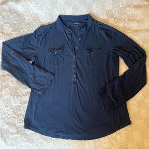 Navy Blue Relativity Long Sleeve Button Up Size L